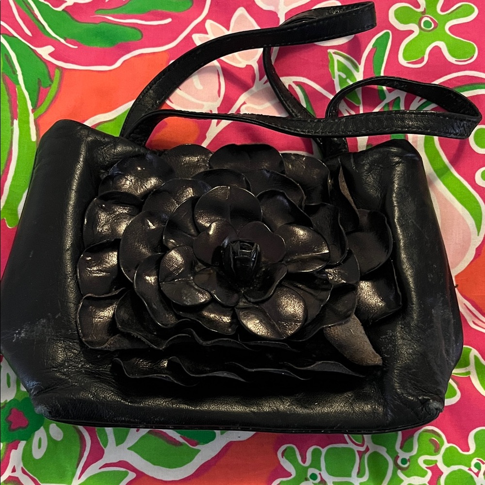 Vintage Paolo Masi Black Floral Clutch